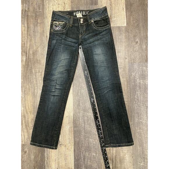 Hydraulic Jeans Womens Sz 7/8 Lowrise Straight Ankle Stretch Denim Whiskers Y2K - Picture 14 of 16